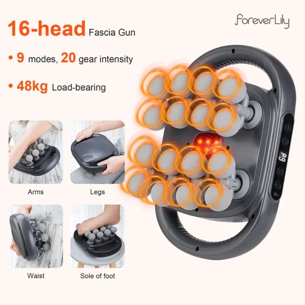 16-Head Fascia Gun High-Frequency Vibration Body Massage Gun Waist and Back Massager Neck Shoulder Massager Muscle masajeador - Image 1