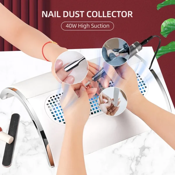 3 Fans Powerful Suction Professional Nail Dust Collector 40W Fan Nail Vacuum Cleaner Nail Dust Extractor For Nails Manicure - Image 3
