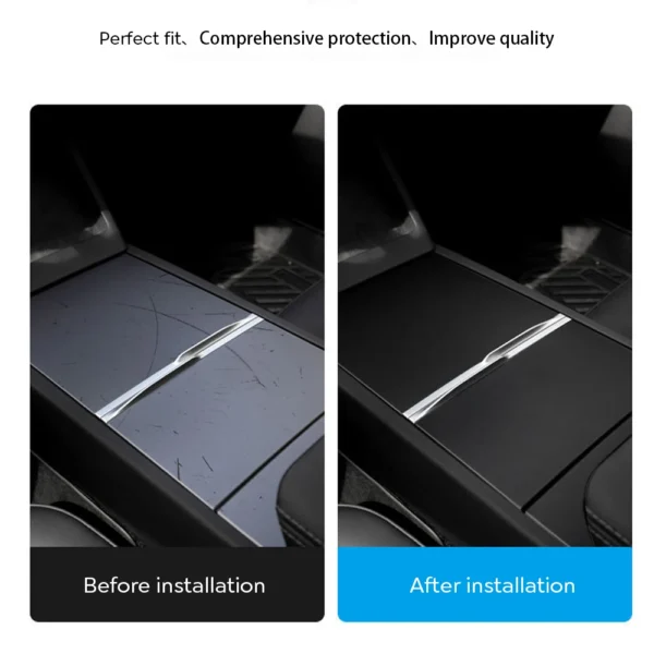 For Tesla Model Y Juniper Launch 2025 Model 3 Highland 2024 Center Console Panel Sticker Suede Film Carbon Wooden Central Cover - Image 6