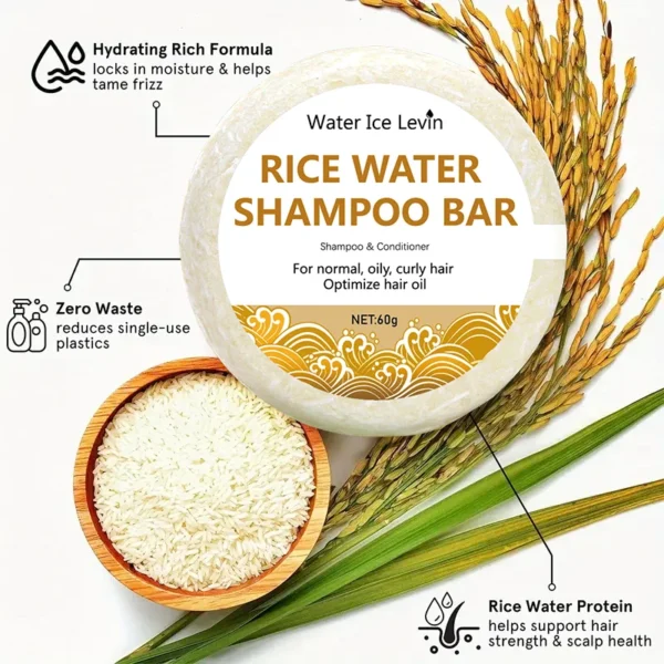 Organic Rice Shampoo Soap Bar Oil Free Conditioning Soap Rice Water Protein Nourishing Anti-loss Hair Hair Growth Soap Bar 60g - Image 4