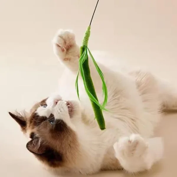 Cat toys, dog tail grass teasing cat pole feather pole wire cat toys, feather pole, flexible wire durable pet supplies - Image 3