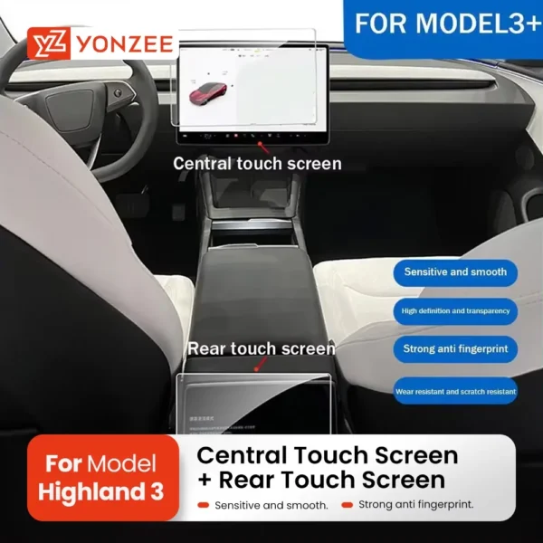 kf-Sec627687b27a4f07a236f1da6b16ef20J YZ Tempered Glass Film Protector For 2025 Tesla Model 3/Y Highland Juniper Rear Row Center Control Touch Screen Protective Film - Image 1