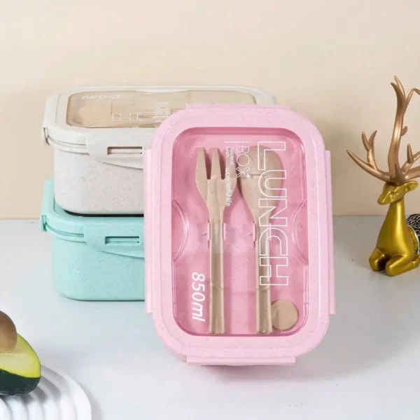 1pc lunch box, lunch box, office worker's day solid color square shaped, sealed with tableware, microwave oven meal box - Image 6