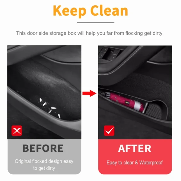 Door Side Storage Box Front Rear Door Handle Armrest Tray Organizer for Tesla Model Y 2020 -2025 Model 3 Highland After 2023.10 - Image 2