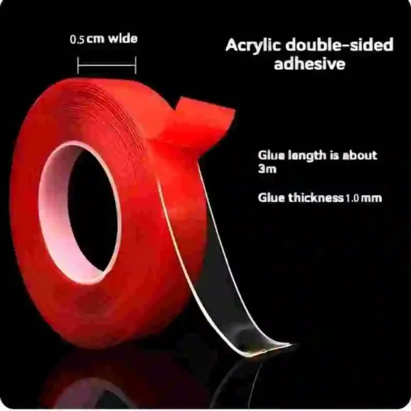 2pc Ultra Thin Transparent Red Film Double Sided Tape With HighTemperature Resistance No Marks Waterproof Adhesion Strong Adhes - Image 1