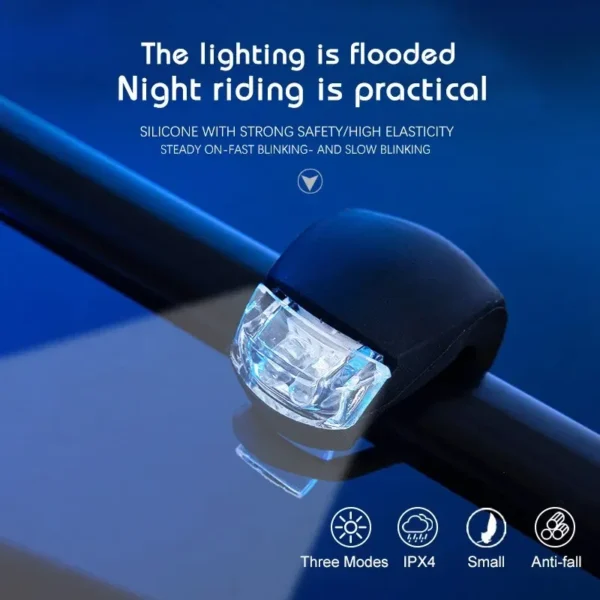 2 PCS Silicone Bicycle Front Rear Light Set Night Riding Safety Warning Taillight Easy to Install Flashlight Headlight Tail Lamp - Image 3