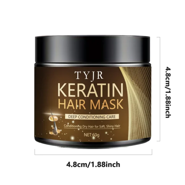 Keratine Magical Hair Mask Protein Straighten Repair Dry Frizzy Damaged Cream Pro Soft Smooth Shiny Deep Moisturizing Care 60g - Image 4