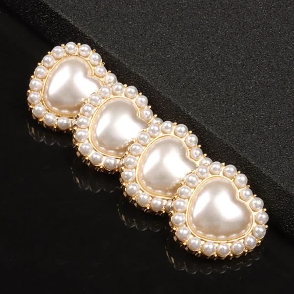 10PCS Pearl Heart Button - Image 6