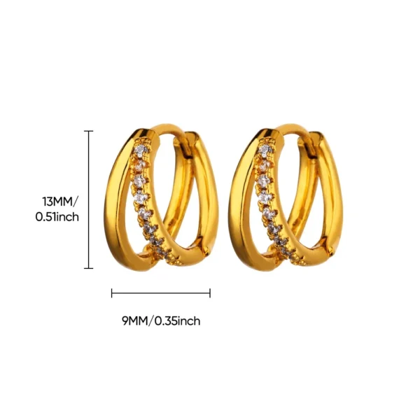 Stainless Steel Circle Earrings For Women Gold Color Aesthetic Zircon Earring Wedding Christmas Fashion Jewelry Accessories Gift - Image 3