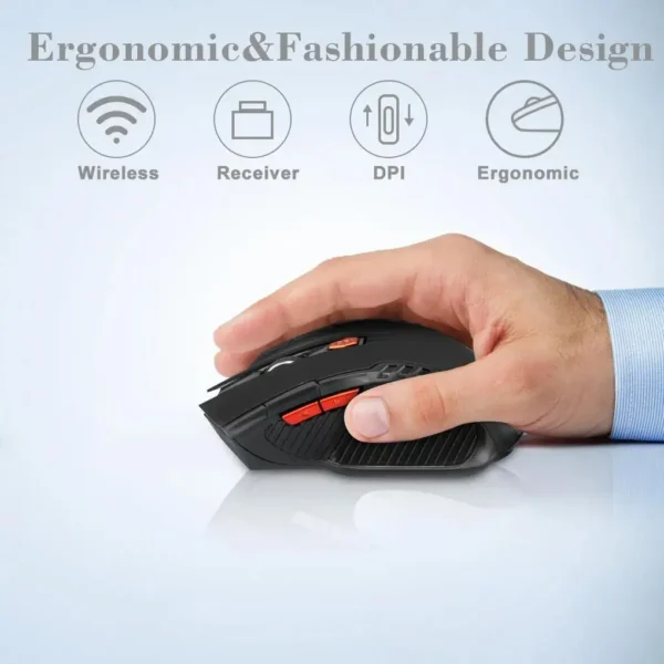 2.4G Wireless Mouse 1600DPI Optical Mouse Computer Gaming Mouse 6 Buttons Wireless Mouse with USB Receiver - Image 3