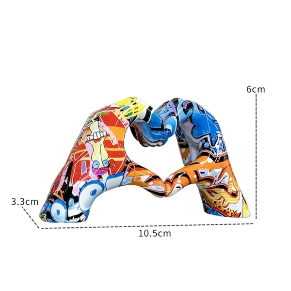 Creative Graffiti Resin Hand Heart Gesture Statue Home Decoration Nordic Heart Shaped Statue for Girlfriend Valentine Day Gift - Image 3
