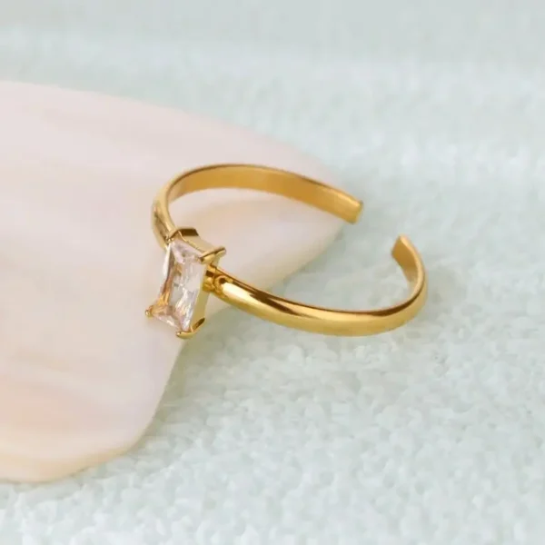 Stainless Steel Birthstone Rings For Women Gold Color Zircon Birthstone Opening Ring Minimalist Christmas Birthday Jewelry Gift - Image 5