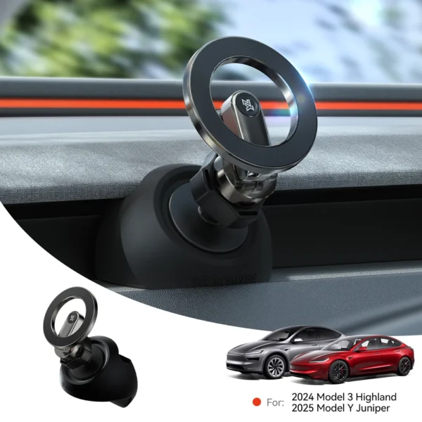 kf-Sf6d3895644d242b181dc102ef16a2b16s YZ For Tesla Model 3 Y Highland Juniper 2025 Stronger Magnetic adjustable Metal Car Phone support silicone base holder - Image 1