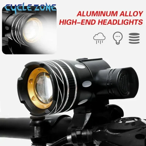 T6 LED Bicycle Front Light Bike Headlight Adjustable Zoom USB Rechargeable Waterproof Cycling Flashlight MTB Bike Accessories - Image 2