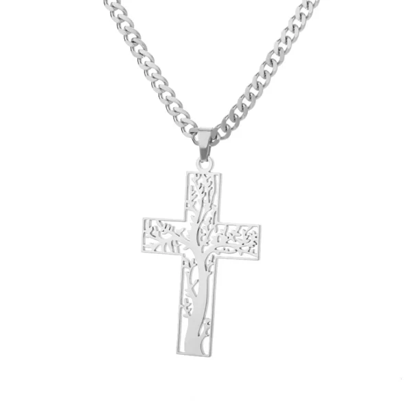 Stainless Steel Cross Necklace For Women Gold Color Chain Cross Pendant Necklaces Retro Religion Jewelry Gift bijoux femme - Image 4
