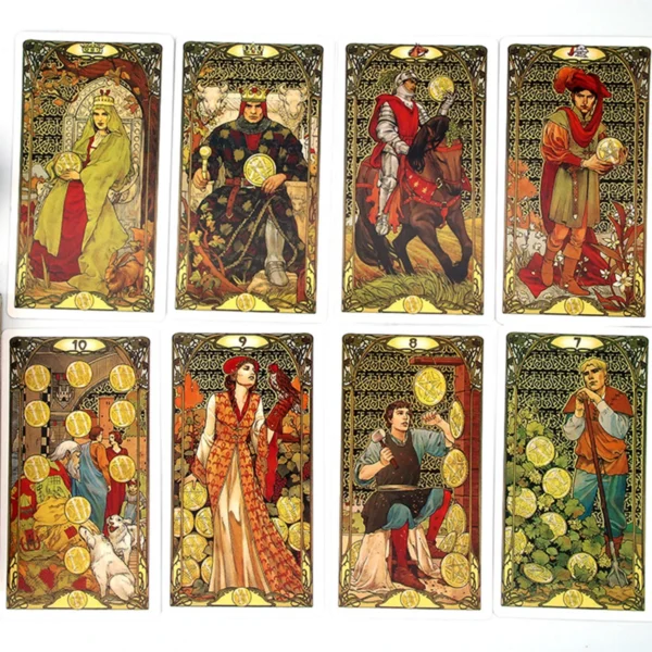 78pcs/Set-golden Art Nouveau Tarot tarot card board game, Golden Art Unzipping card game - Image 2