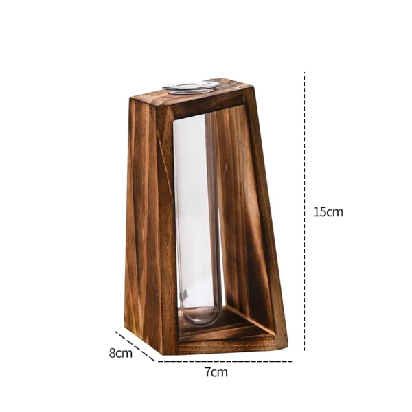 Creative Wooden Hydroponic Vase Plant Vase Retro Vase Transparent Vase Desktop Plant Home Decoration - Image 4
