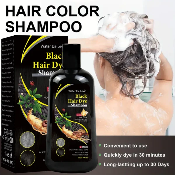 New 100ml Black Hair Color Dye Hair Shampoo Cream Organic Permanent Covers White Gray Shiny Natural Ginger Essence For Women Men - Image 3