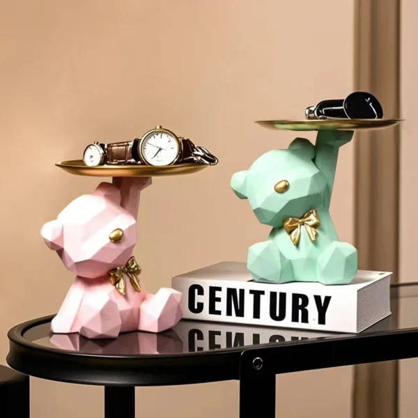 Kawaii Geometric Butterfly Bear Tray Living Room Desktop Decoration Candy Miscellaneous Storage Tray Home Decoration - Image 5