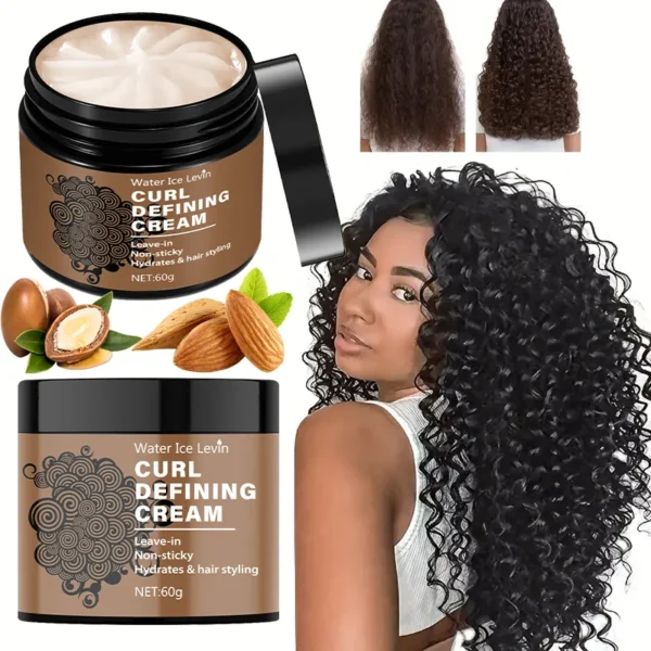 60g Curly Hair Styling Cream - Moisturizing Hair Styling Cream Suitable for Normal Hair, Men and Women, Easy to Use and Carry with Plant Formula - Image 2