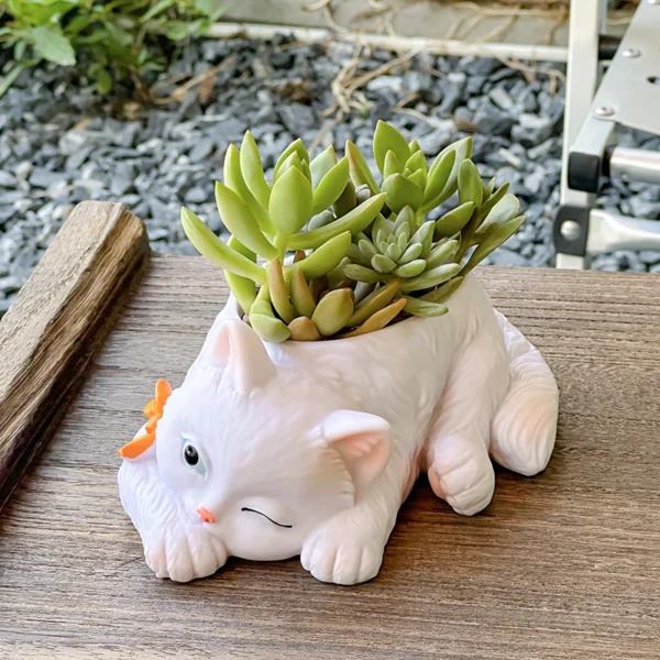 Cute Cat Succulent Flowerpot Balcony Green Plants Living Room Home Office Desktop Potted Plant Home Decoration - Image 3