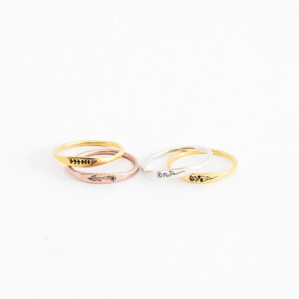 Dainty Engraved Flower Ring • Personalized Stackable Ring • Custom Friendship Ring • Gifts for Mom • RM21 - Image 7
