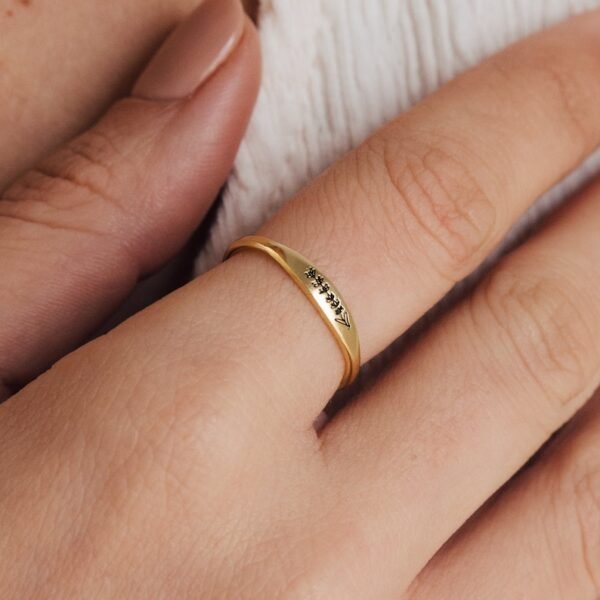 Dainty Engraved Flower Ring • Personalized Stackable Ring • Custom Friendship Ring • Gifts for Mom • RM21 - Image 8