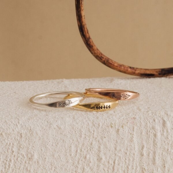 Dainty Engraved Flower Ring • Personalized Stackable Ring • Custom Friendship Ring • Gifts for Mom • RM21 - Image 4