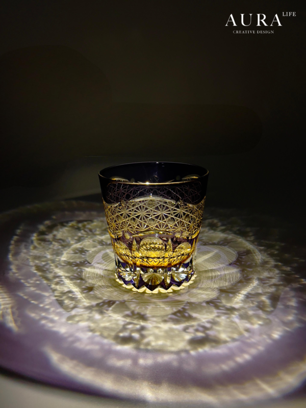AURA'S Purple Dawn Edo Kiriko hand-carved crystal glass Japanese high-end whiskey glass - Image 5