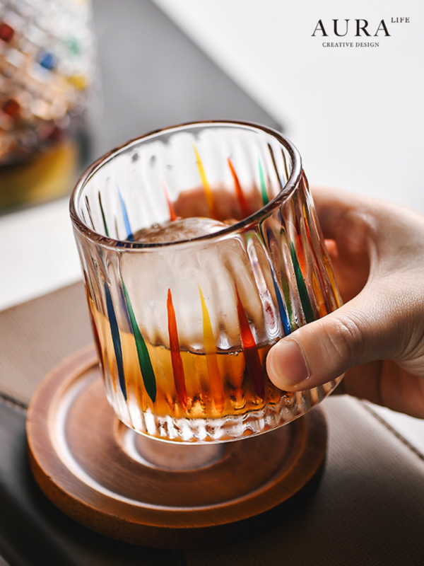 AURA'S high-looking thickened colored glass rotating high-end whiskey glass engagement wine glass with base - Image 5