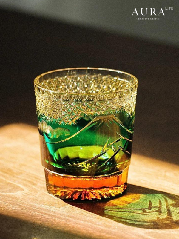 AURA'S Mount Fuji Edo Kiriko hand-carved glass wine glass, high-end whiskey wine glass gift box - Image 4
