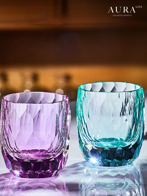 AURA'S Edo Kiriko K9 Star Diamond Whiskey Handmade Crystal Cup and Wine Glass Gift Box - Image 4