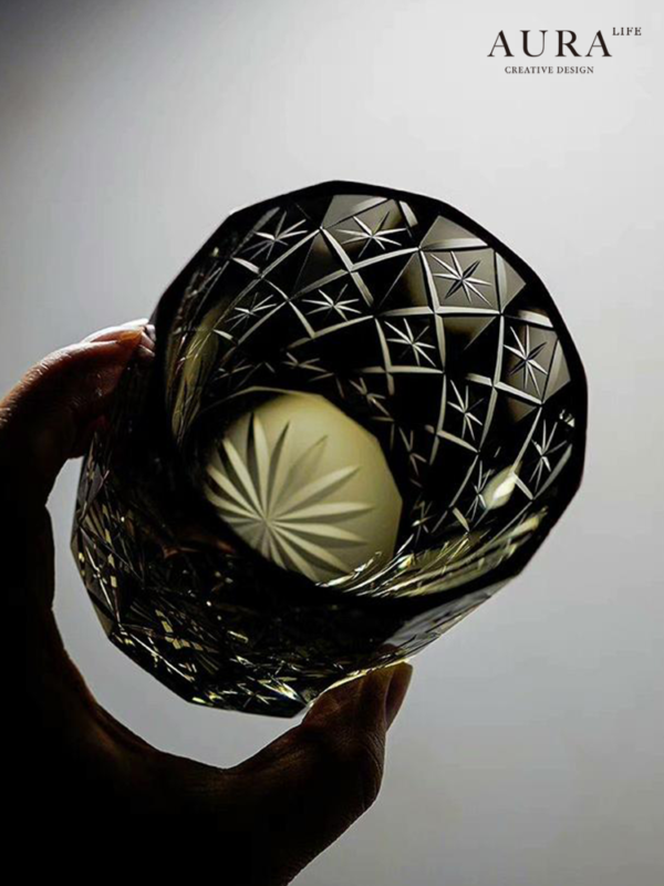 AURA'S limited edition jet black star K9 lead-free crystal cup Edo Kiriko cup whiskey cup gift cup - Image 2