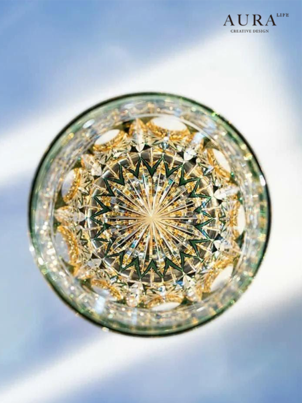 AURA'S Emerald Green Dawn Edo Kiriko hand-carved crystal glass Japanese-style high-end whiskey glass - Image 2