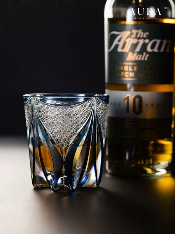 AURA'S Edo Kiriko Aoi Phantom hand-carved crystal cup whiskey wine glass glass gift - Image 4