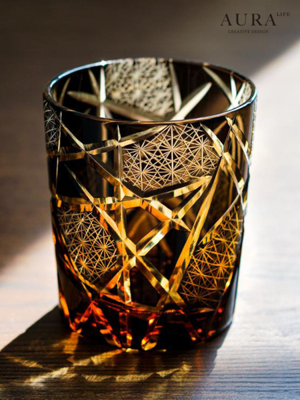 AURA'S high-end hand-carved crystal cup personalized lightning Edo Kiriko cup whiskey cup gift box - Image 1