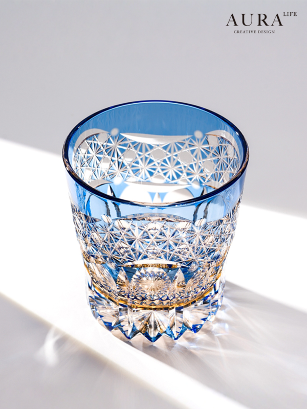 AURA'S Emerald Green Dawn Edo Kiriko hand-carved crystal glass Japanese-style high-end whiskey glass - Image 4