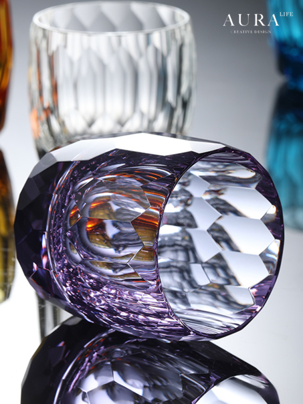 AURA'S Edo Kiriko K9 Star Diamond Whiskey Handmade Crystal Cup and Wine Glass Gift Box - Image 3