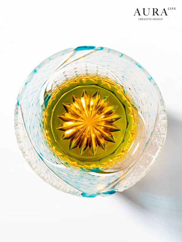 AURA'S Edo Kiriko ink blue cloud hand-carved crystal cup Qinghai wave whiskey glass gift box - Image 5