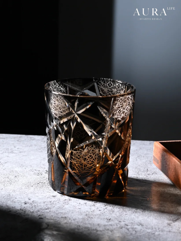 AURA'S high-end hand-carved crystal cup personalized lightning Edo Kiriko cup whiskey cup gift box - Image 2