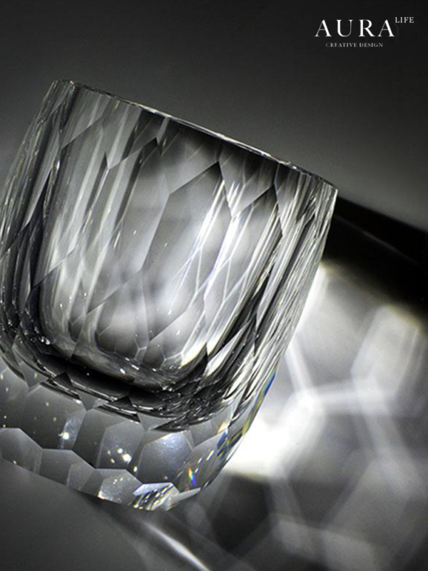 AURA'S Edo Kiriko K9 Star Diamond Whiskey Handmade Crystal Cup and Wine Glass Gift Box - Image 2