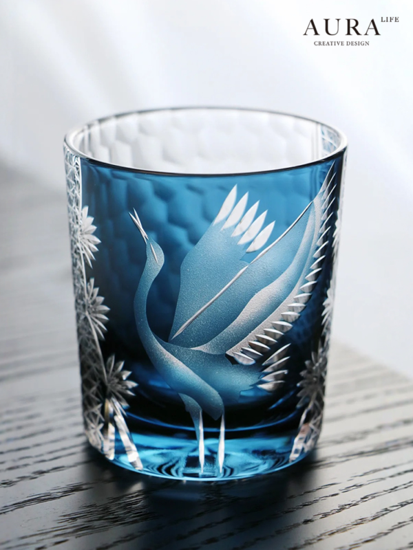 AURA'S Edo Kiriko Shoukaku crystal glass whiskey glass hand-carved wine glass gift cup - Image 3