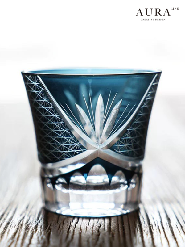 AURA'S Edo Kiriko red chrysanthemum wine glass Japanese handmade crystal glass foreign wine glass whiskey glass - Image 2