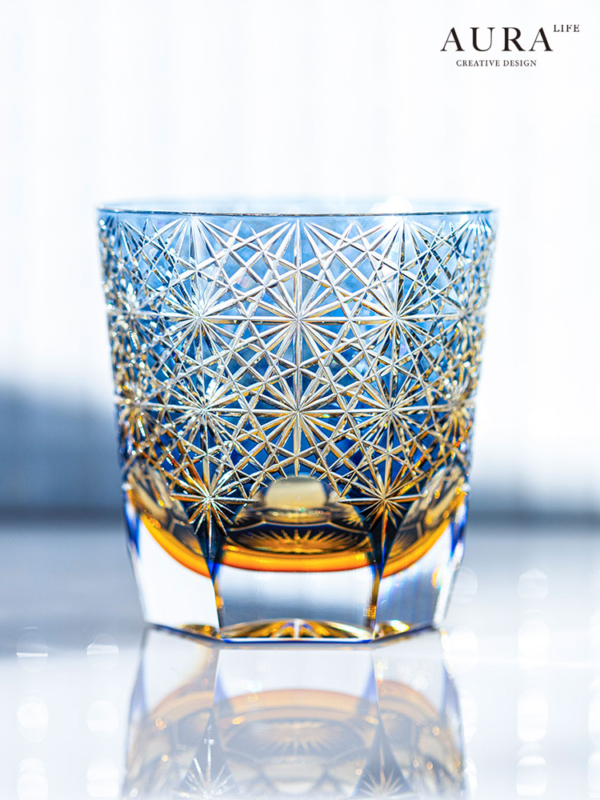 imgextra-i2-3022393754-O1CN01qEyewV1dbNpuMcNvd_3022393754 AURA'S Edo Kiriko blue daisy crystal glass high-end hand-carved whiskey glass wine gift cup - Image 1