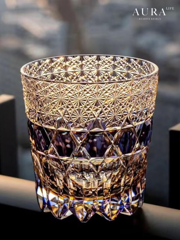 AURA'S amethyst Edo Kiriko hand-carved whiskey glass crystal glass foreign wine glass - Image 2