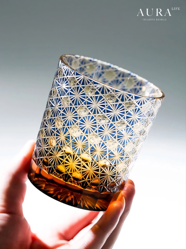 AURA'S Edo Kiriko crystal glass wine glass high-end Japanese retro handmade foreign wine glass gift box - Image 2