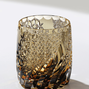 AURAS Light Luxury Edo Kiriko Cup Wind Flowers, Snow and Moon Dancing in the Wind Art Hand-carved Whiskey Cup