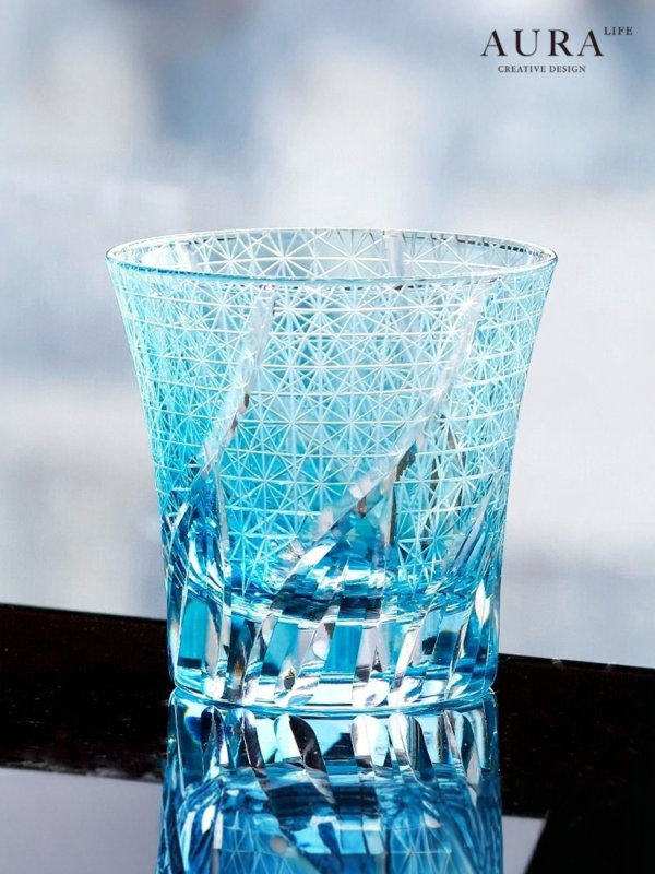 AURA'S Heart of the Ocean Edo Kiriko Cup Hand-carved Whiskey Wine Glass Crystal Glass Juice Cup - Image 1