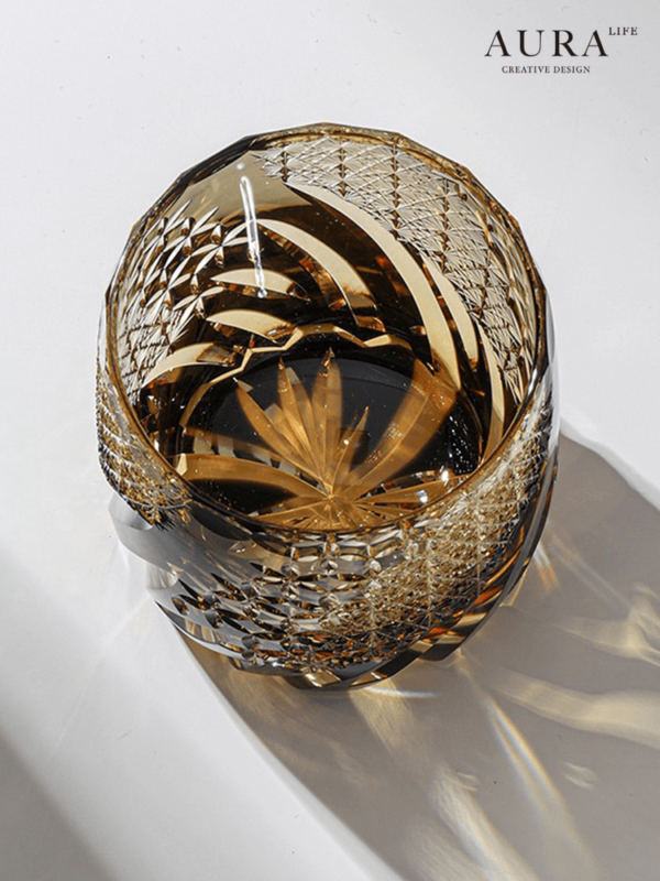 AURAS Light Luxury Edo Kiriko Cup Wind Flowers, Snow and Moon Dancing in the Wind Art Hand-carved Whiskey Cup - Image 5