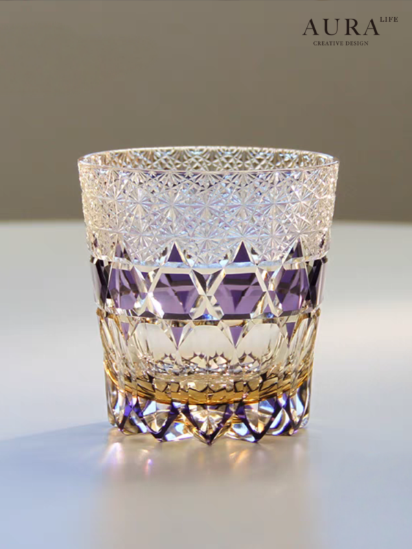 AURA'S amethyst Edo Kiriko hand-carved whiskey glass crystal glass foreign wine glass - Image 4